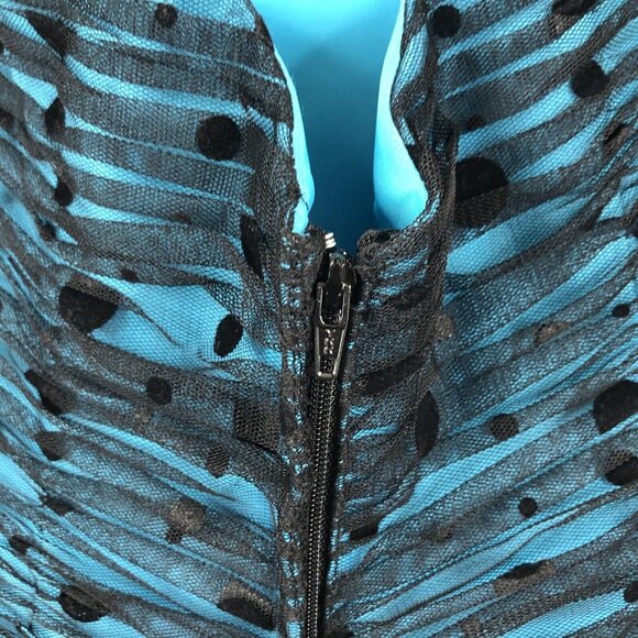 Flirt By Maggie Sottero Dress Womens Small Teal Black Short Prom Event Netting - Picture 16 of 16